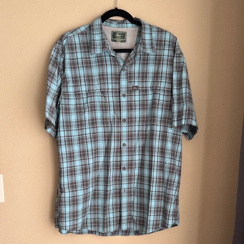 G.H. Bass & Co. Teal and Brown Checkered Shirt